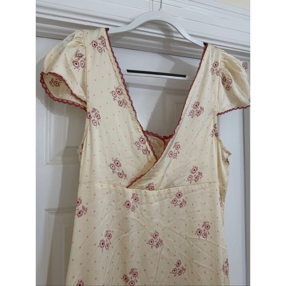 Free People Haven Embroidered Lace Trim Satin Midi Dress - Picture 8 of 11